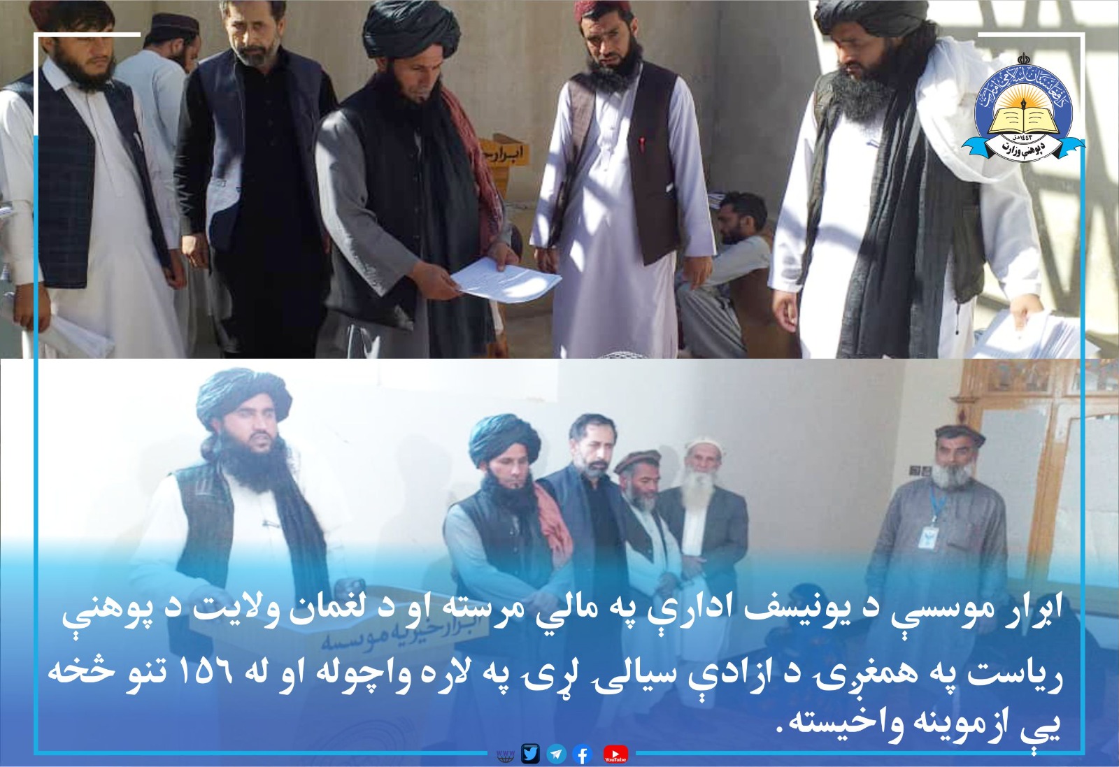 ابرار موسسې د یونیسف ادارې په مالي مرسته او د لغمان ولایت د پوهنې ریاست په همغږۍ د ازادې سیالۍ لړۍ په لاره واچوله او له ۱۵۶ تنو څخه یې ازموینه واخیسته. د مسوولینو په وينا، په پام كې ده، چې د دغه ولايت په الينګار ولسوالۍ كې د يادې موسسې په ملاتړ د سيمه ييزو او چټکو ښوونيزو ټولګيو د تدريس په موخه ۳۷ تنه د ښوونکي په توګه وګمارل شي.